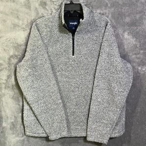 Wrangler Henley Sweater Mens M Gray Long Sleeve Pullover 1/4 Zip Authentics Top